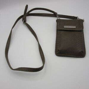 Adrienne Vittadini Cellphone Crossbody Bag Brown Snakeskin Print Adjustable